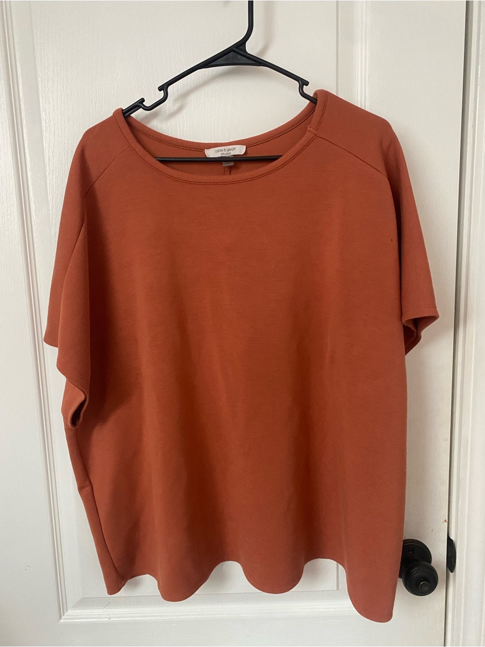 Cable & Gauge Short-Sleeve Boxy Top in Rust
